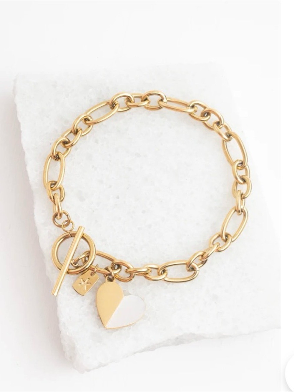 Give hope Gold Two-Tone Heart Charm Bracelet - Women's Chain Bracelet